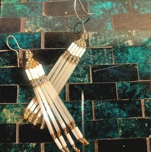 White Gold and Clear Beaded earrings